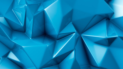 Turquoise crystal background with triangles. 3d illustration, 3d rendering.