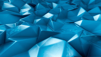 Turquoise crystal background with triangles. 3d illustration, 3d rendering.