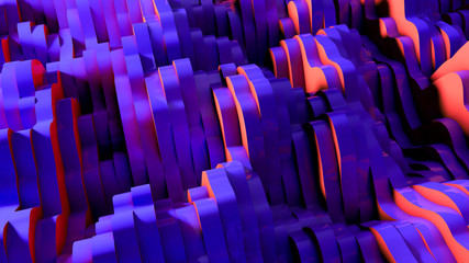 Obraz premium Purple background with orange elements. 3d illustration, 3d rendering.
