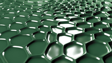 Fototapeta premium Green geometric background with relief. 3d illustration, 3d rendering.