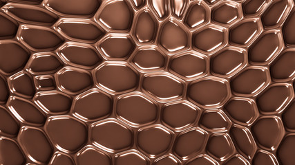 Brown geometric background with relief. 3d illustration, 3d rendering.