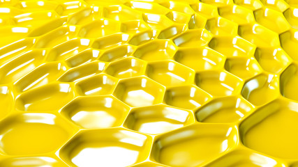 Yellow geometric background with relief. 3d illustration, 3d rendering.