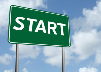 Motivational Start highway sign encouragement concept