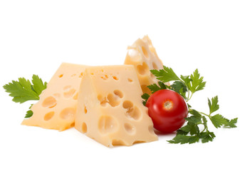 Cheese block isolated on white background cutout