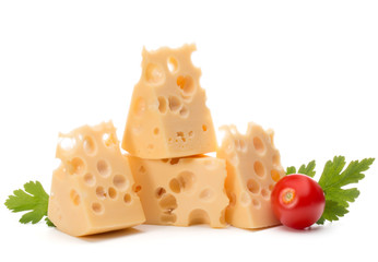 Cheese block isolated on white background cutout