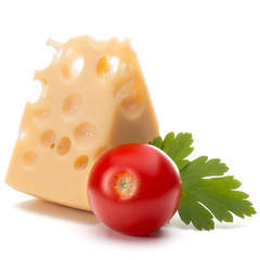 Cheese block isolated on white background cutout