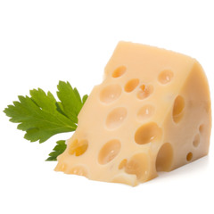 Cheese block isolated on white background cutout