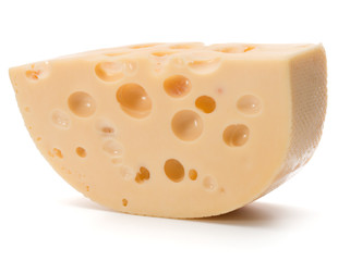 Cheese block isolated on white background cutout