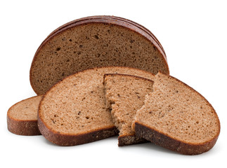 Fresh sliced rye bread loaf isolated on white background cutout