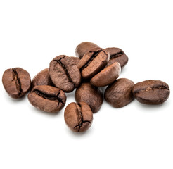 roasted coffee beans isolated in white background cutout