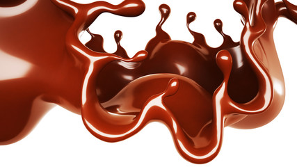 A splash of chocolate. 3d illustration, 3d rendering.
