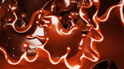 A splash of chocolate. 3d illustration, 3d rendering.