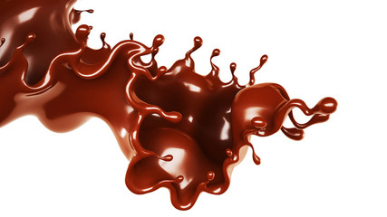A splash of chocolate. 3d illustration, 3d rendering.