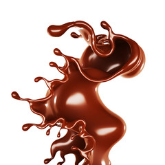 A splash of chocolate. 3d illustration, 3d rendering.
