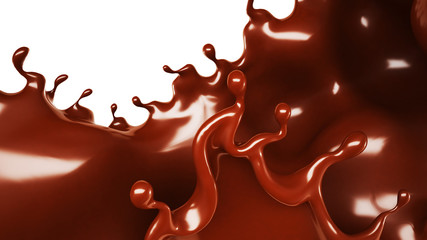 A splash of chocolate. 3d illustration, 3d rendering.