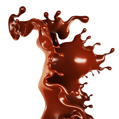 A splash of chocolate. 3d illustration, 3d rendering.