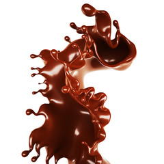 A splash of chocolate. 3d illustration, 3d rendering.