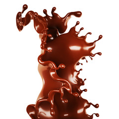 A splash of chocolate. 3d illustration, 3d rendering.