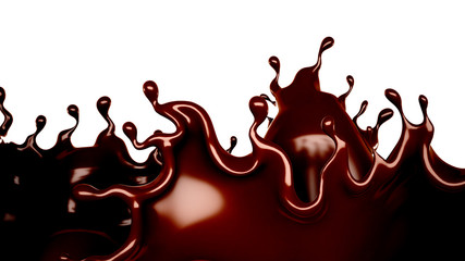 A splash of chocolate. 3d illustration, 3d rendering.