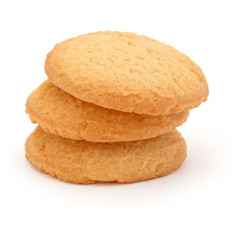 stacked short pastry cookies isolated on white background