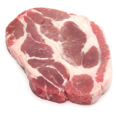 Raw pork chop meat isolated on white background cutout