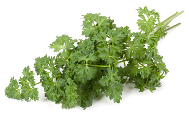 parsley leaves bunch isolated on white background cutout
