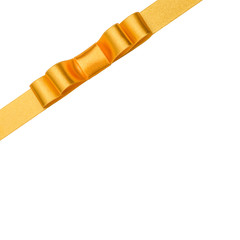 Festive golden gift ribbon and bow isolated on white background cutout