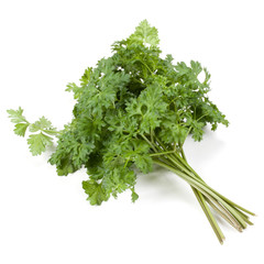 parsley leaves bunch isolated on white background cutout