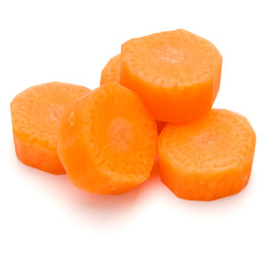 Naklejka na ściany i meble Chopped carrot slices isolated on white background cutout