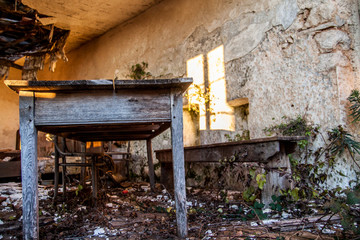 An old, abandoned house.