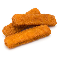 Crispy Fish fingers isolated on white background