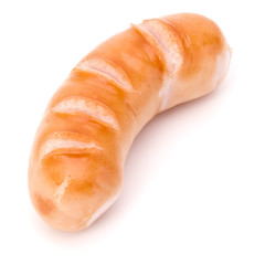 One Roasted sausage isolated on white background cutout
