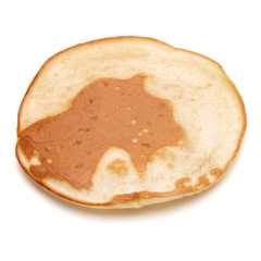 One pancake isolated on white background cutout.