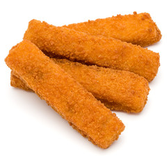 Crispy Fish fingers isolated on white background