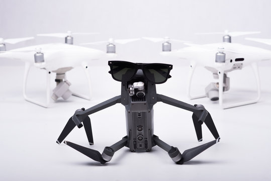 black drone on a white background