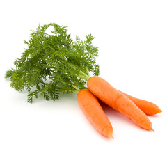 Carrot vegetable with leaves isolated on white background cutout