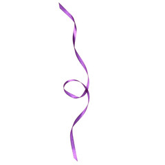 Shiny satin ribbon in lilac color isolated on white background close up