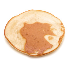 One pancake isolated on white background cutout.