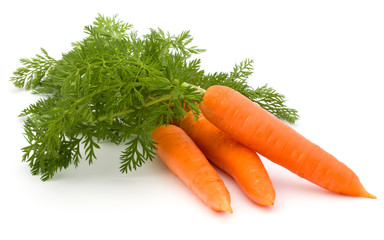 Carrot vegetable with leaves isolated on white background cutout