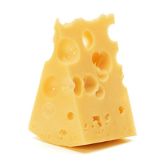 Cheese block isolated on white background cutout