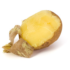 one boiled peeled potato isolated on white background cutout
