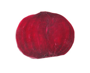 Slice of ripe beet on white background