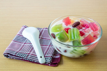 Thailand dessert Thai Foods mixed , coconut milk and jelly