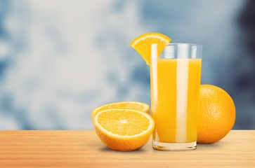 Orange Juice in glass on   background.