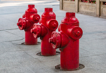 Group of fire hydrants in Shanghai street