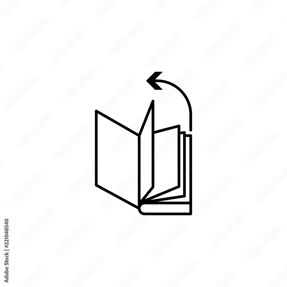 Poster browse the book icon. element of arrow and object icon for mobile concept and web apps. thin line br