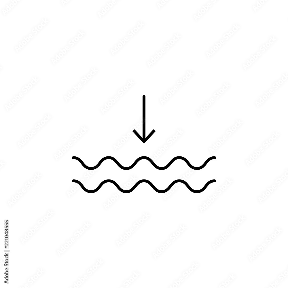 Poster galling water down icon. element of arrow and object icon for mobile concept and web apps. thin line