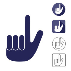 hand with a raised index finger. icon, symbol, emblem