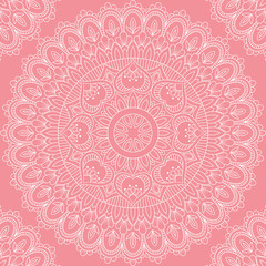 Seamless pattern with mandala ornament. Hand drawn vector illustration