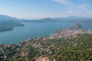 Aerial view of Valle de Bravo's lake at Mexico